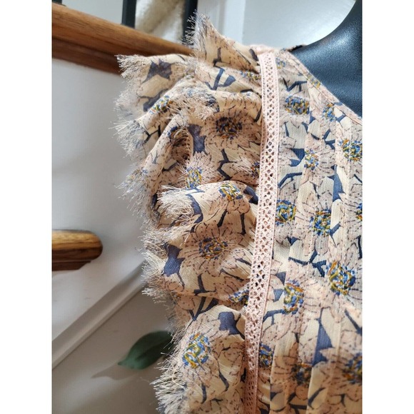 Xhilaration Women Beige Floral Polyester Round Neck Sleeveless Long Maxi Dress M - Picture 3 of 15